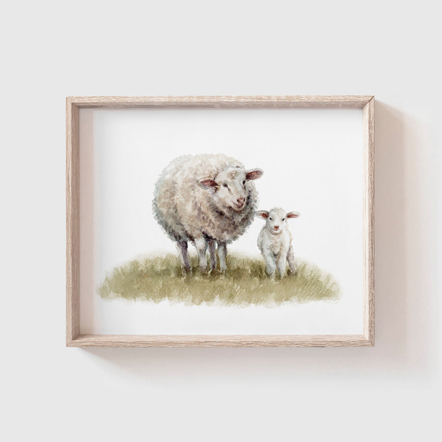 Sheep and Lamb Art Print