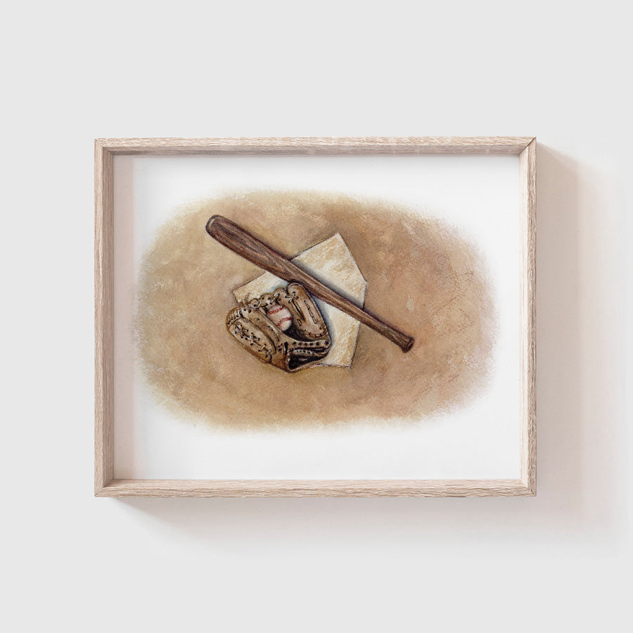 Baseball Bat & Glove Art Print