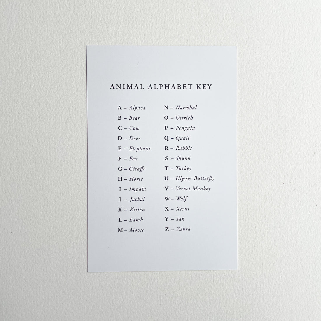 Animal Alphabet Cards