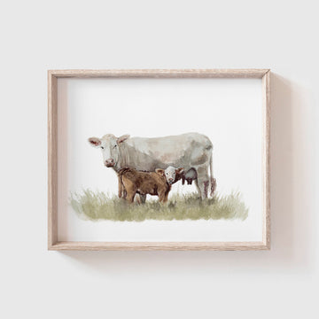 Cow and Calf Art Print