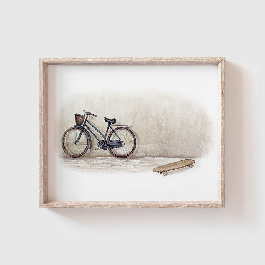 Bike and Skateboard Art Print