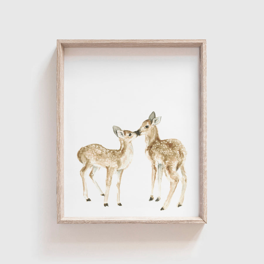 Kissing Deer Art Print