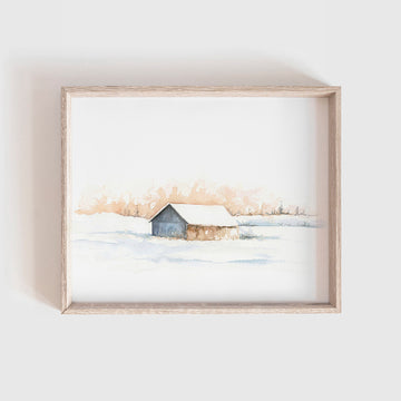 Barn No. 9 (Snow Barn) Art Print