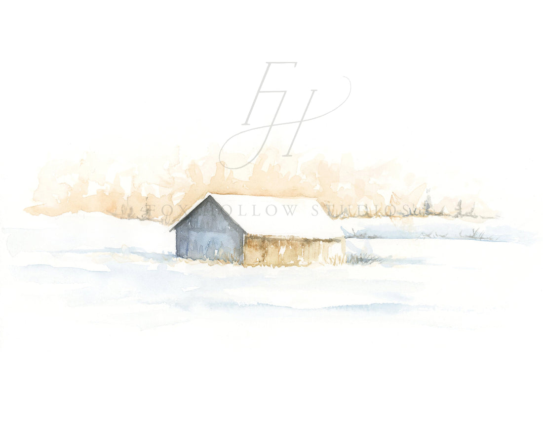 Barn No. 9 (Snow Barn) Art Print